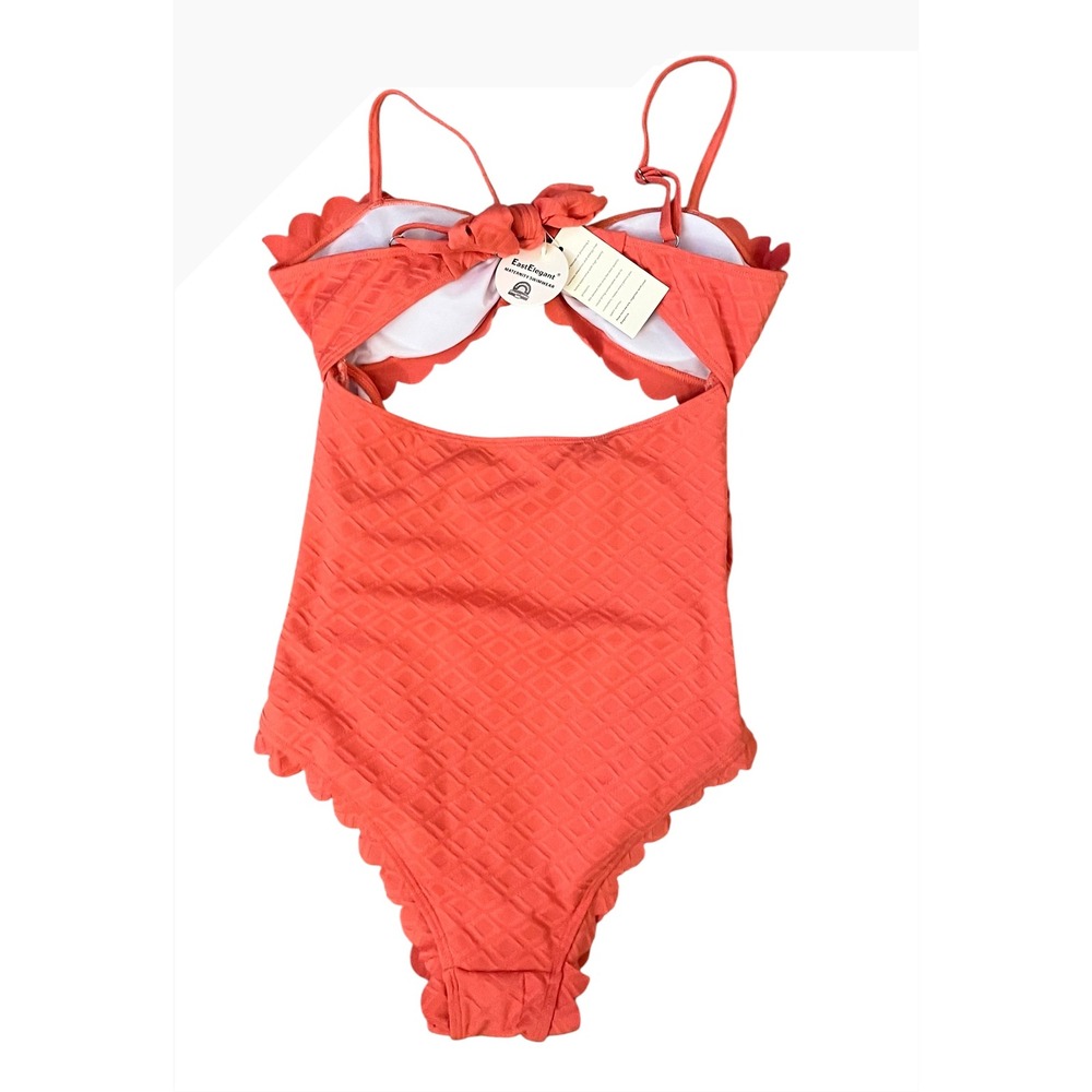NEW East Elegant Maternity Small Swimsuit‎ One Piece Bow Cutout Coral Swimwear - Picture 7 of 10